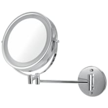 Volkano 9-3/8" Framed LED Wall Mounted Make-Up Mirror with Retractable Arm - Battery Powered