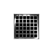 4" x 4" Center Drain with Squares Pattern Decorative Plate and 2" Throat for QD 4