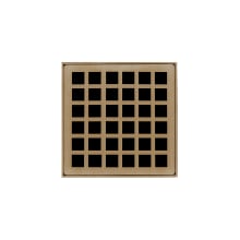 4" x 4" Center Drain with Squares Pattern Decorative Plate and 2" Throat for QD 4