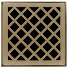 4" x 4" Premium Center Drain Strainer with Criss-Cross Pattern Decorative Plate, 2" Throat, and Hair Maintenance Kit