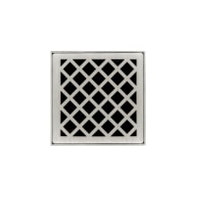 4" x 4" Center Drain Strainer with Criss-Cross Pattern Decorative Plate, and 2" Throat for XD 4