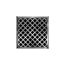 5" x 5" Center Drain Strainer with Criss-Cross Pattern Decorative Plate, and 2" Throat for XD 5