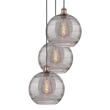 Athens Deco Swirl 3 Light 19" Wide Multi Light Pendant