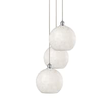 White Mouchette 3 Light 19" Wide Suspension Multi Light Pendant