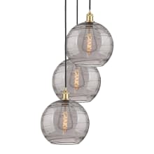 Athens Deco Swirl 3 Light 19" Wide Multi Light Pendant