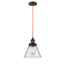 Large Cone 8" Wide Mini Pendant - Cord Suspension