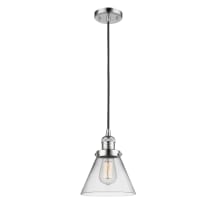 Large Cone 8" Wide Mini Pendant - Cord Suspension