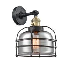 Large Bell Cage Single Light 12" Tall Bathroom Sconce - 3 Way Switch on Socket