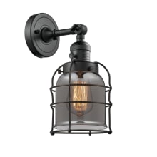 Small Bell Cage Single Light 12" Tall Bathroom Sconce - 3 Way Switch on Socket