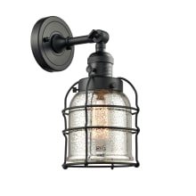 Small Bell Cage Single Light 12" Tall Bathroom Sconce - 3 Way Switch on Socket