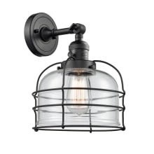 Large Bell Cage Single Light 12" Tall Bathroom Sconce - 3 Way Switch on Socket