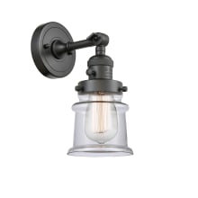 Small Canton Single Light 11" Tall Bathroom Sconce - 3 Way Switch on Socket