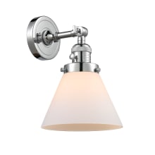 Large Cone Single Light 10" Tall Bathroom Sconce with Multiple Shade Options