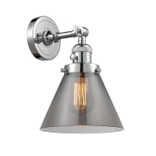 Large Cone Single Light 10" Tall Bathroom Sconce with Multiple Shade Options