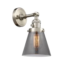 Small Cone Single Light 10" Tall Bathroom Sconce with Multiple Shade Options