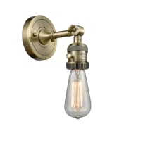 Bare Bulb Single Light 6" Tall Hardwired or Plug-In Wall Sconce with 3-Way Switch