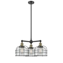 Large Bell Cage 3 Light 24" Wide Chandelier