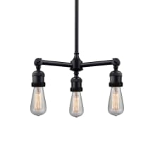 Bare Bulb 3 Light 15" Wide Chandelier with Hang Straight Swivel