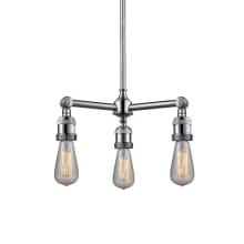 Bare Bulb 3 Light 15" Wide Chandelier with Hang Straight Swivel