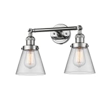 Small Cone 2 Light 16" Wide Bathroom Vanity Light with Multiple Shade Options