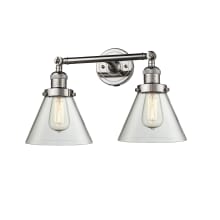 Large Cone 2 Light 18" Wide Bathroom Vanity Light with Multiple Shade Options