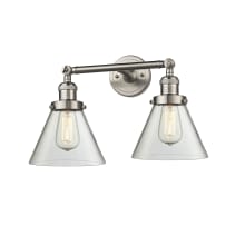 Large Cone 2 Light 18" Wide Bathroom Vanity Light with Multiple Shade Options