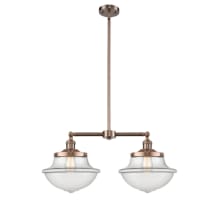 Large Oxford 2 Light 25" Wide Linear Chandelier / Semi-Flush Ceiling Fixture