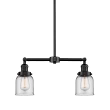 Small Bell 2 Light 21" Wide Linear Chandelier / Semi-Flush Ceiling Fixture