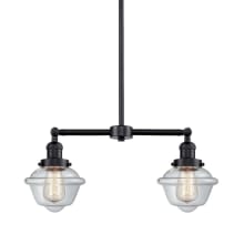 Small Oxford 2 Light 24" Wide Linear Chandelier / Semi-Flush Ceiling Fixture