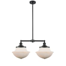 Large Oxford 2 Light 25" Wide Linear Chandelier / Semi-Flush Ceiling Fixture