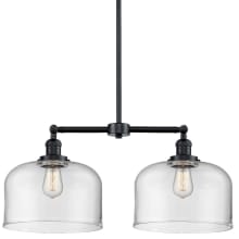 X-Large Bell 2 Light 21" Wide Linear Chandelier / Semi-Flush Ceiling Fixture