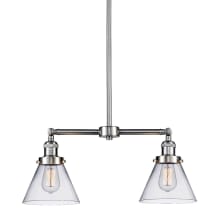 Large Cone 2 Light 21" Wide Linear Chandelier / Semi-Flush Ceiling Fixture