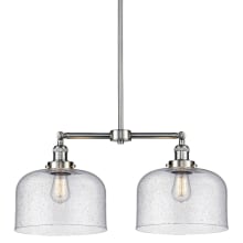 X-Large Bell 2 Light 21" Wide Linear Chandelier / Semi-Flush Ceiling Fixture