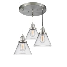 Large Cone 3 Light 13" Wide Multi Light Pendant