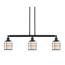 Small Bell Cage 3 Light 39" Wide Linear Chandelier