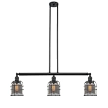 Small Bell Cage 3 Light 39" Wide Linear Chandelier