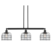 Large Bell Cage 3 Light 42" Wide Linear Chandelier