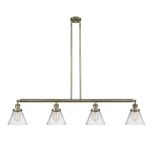 Cone 4 Light 52" Wide Commercial Linear Chandelier with Cone Shades