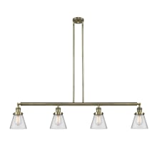 Cone 4 Light 51" Wide Commercial Linear Chandelier with Cone Shades