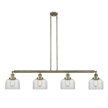 Bell 4 Light 53" Wide Commercial Linear Chandelier with Bell Shades