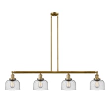 Bell 4 Light 53" Wide Commercial Linear Chandelier with Bell Shades