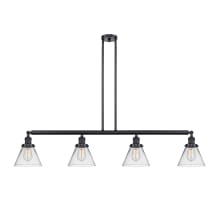 Cone 4 Light 52" Wide Commercial Linear Chandelier with Cone Shades