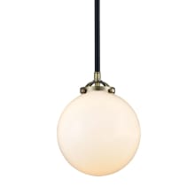 Beacon Single Light 8" Wide Mini Pendant with Gloss White Globe