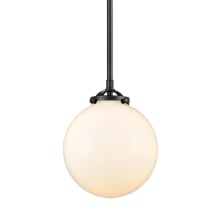 Beacon Single Light 8" Wide Mini Pendant with Gloss White Globe