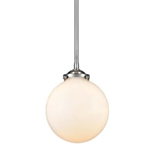 Beacon Single Light 8" Wide Mini Pendant with Gloss White Globe