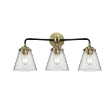 Small Cone 3 Light 24" Wide Bathroom Vanity Light