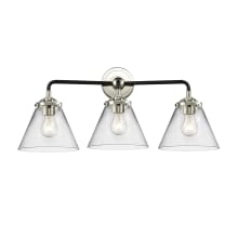 Large Cone 3 Light 26" Wide Bathroom Vanity Light