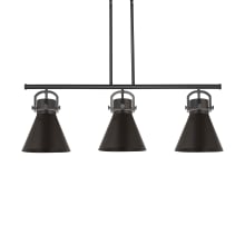 Newton Cone 3 Light 42" Wide Suspension Linear Pendant