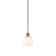 White Venetian 6" Wide Suspension Mini Pendant