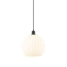 White Venetian 12" Wide Suspension Pendant